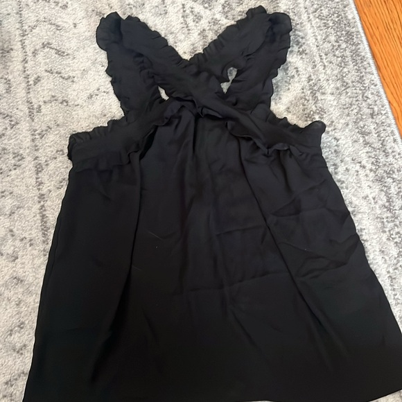 Size 0 black tank top with ruffles from JCrew - brand new with tag - Picture 3 of 7